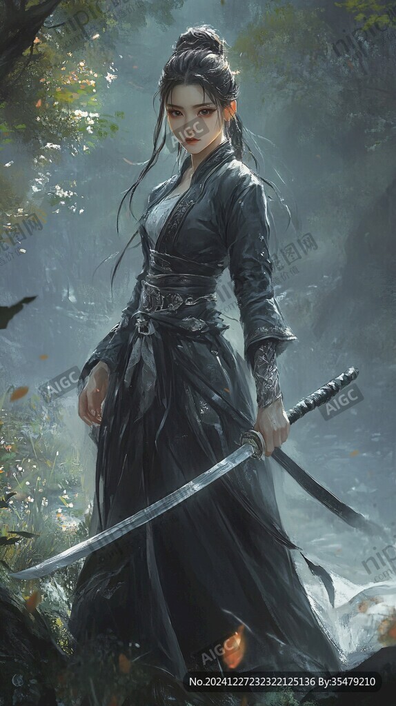 古代美女练剑