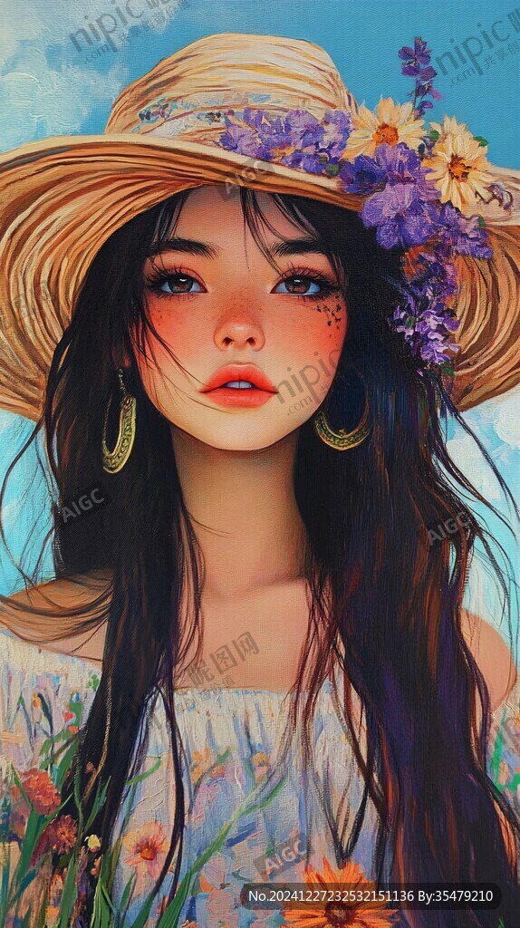 戴草帽少女