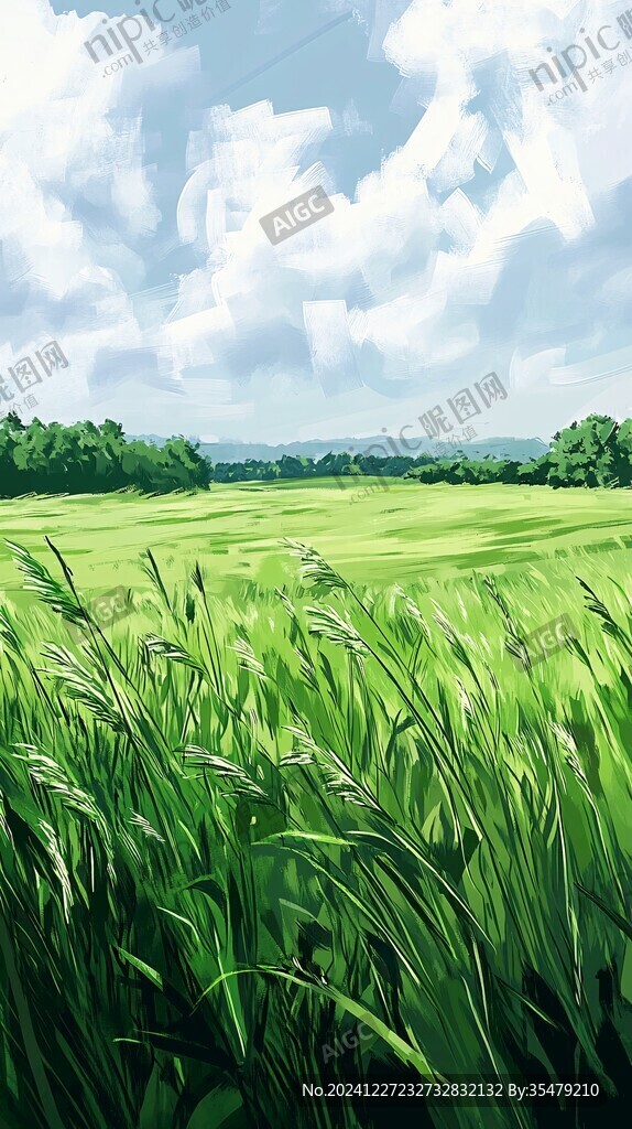 小麦田插画