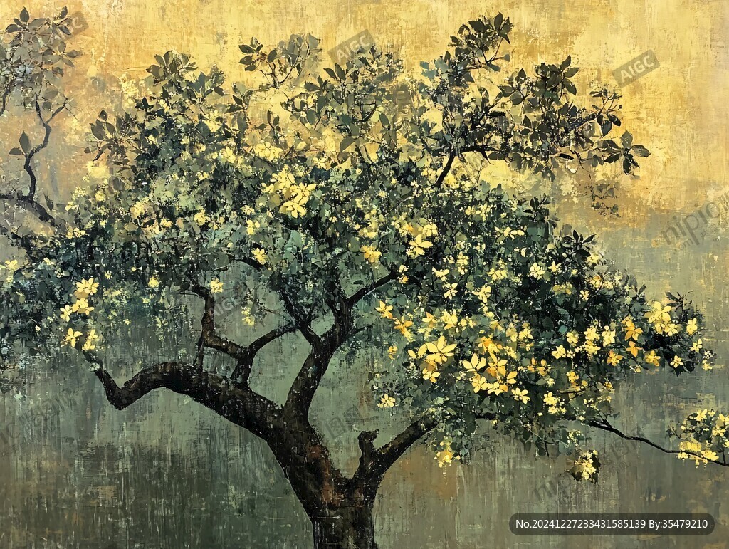 招财树油画
