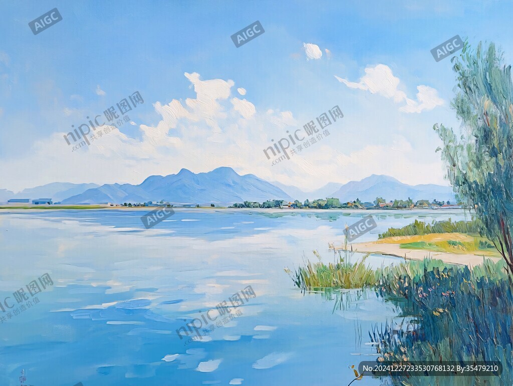 水彩邛海水粉邛海