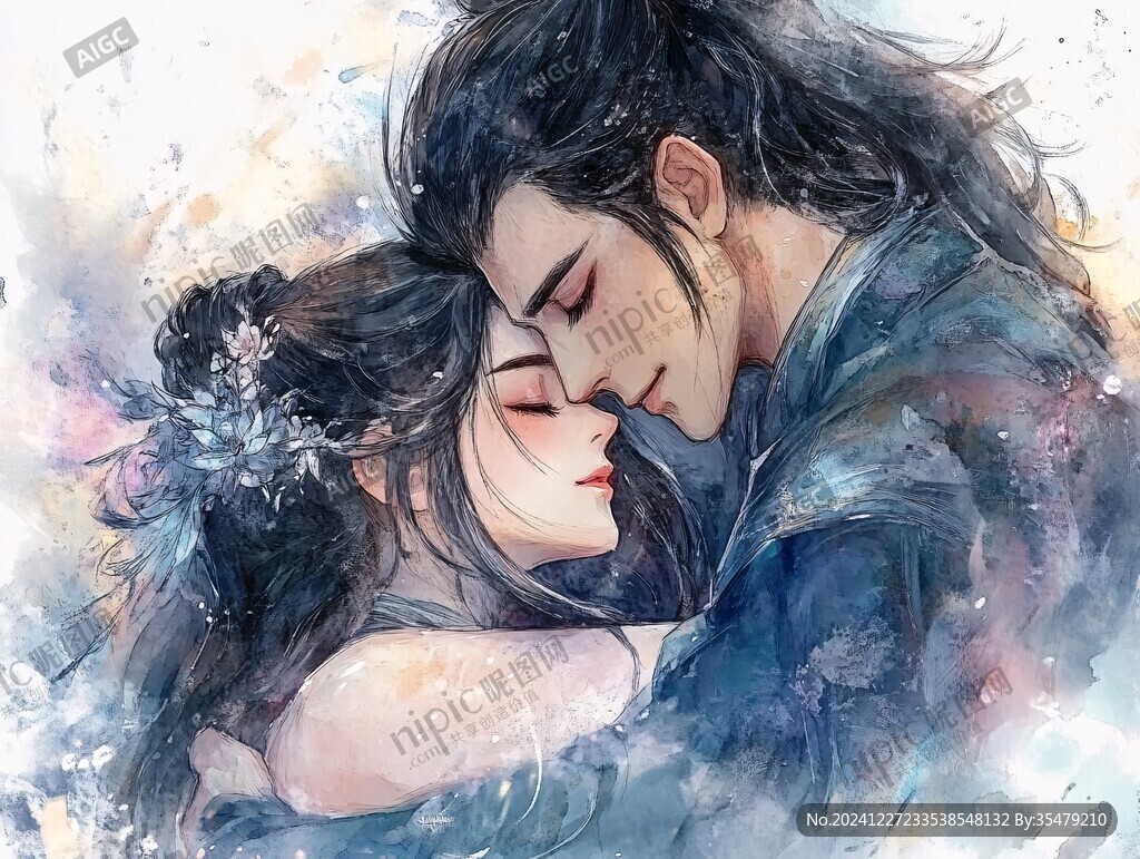 古风情侣插画