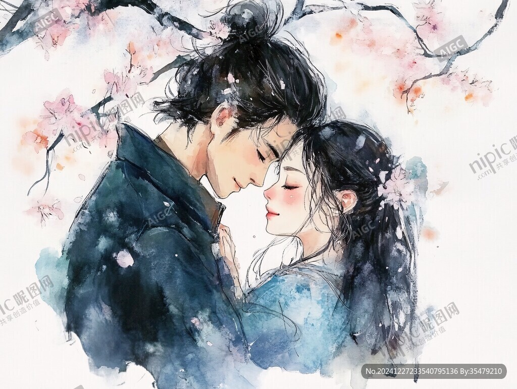 古风情侣插画