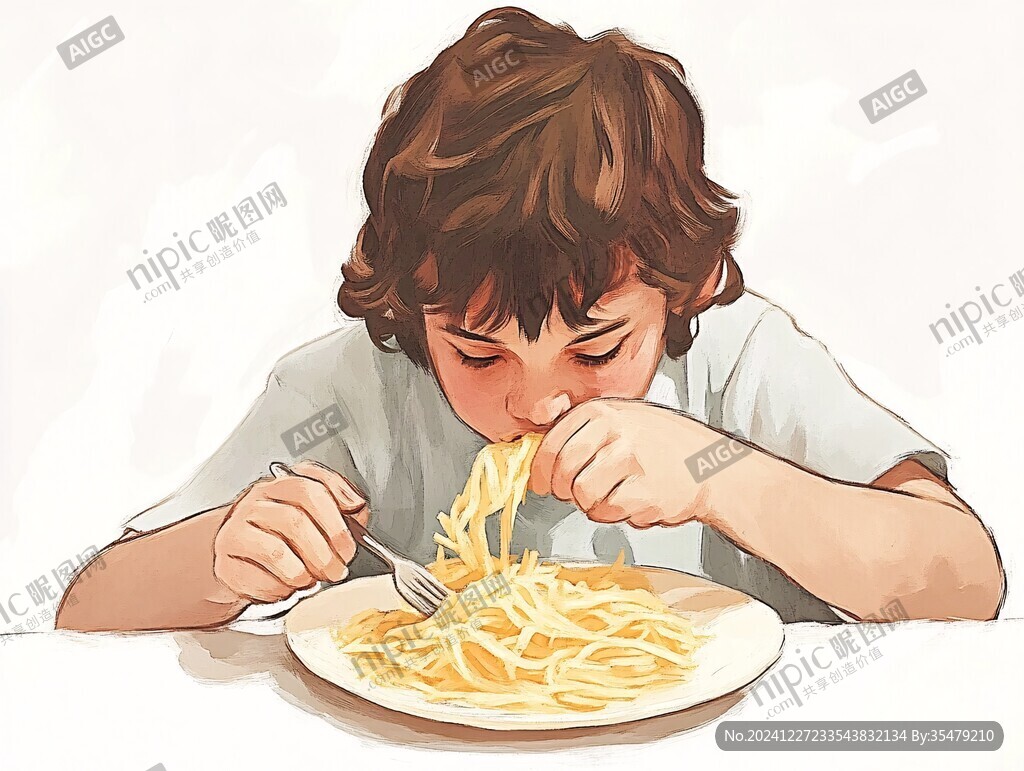 吃面插画
