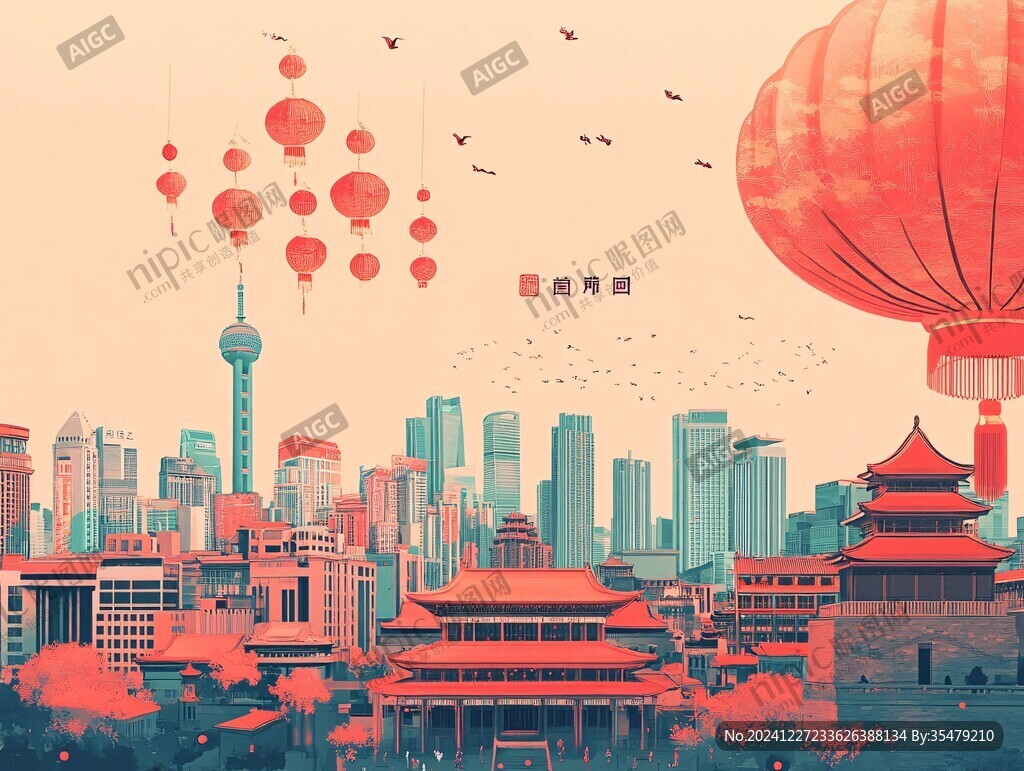 华东地区城市建筑插画