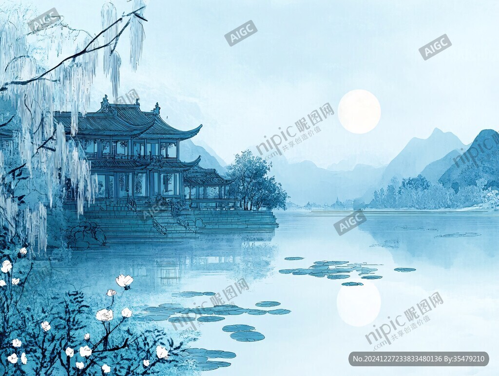 山水楼阁雅致意境风