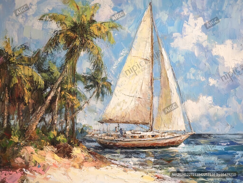 一帆风顺油画