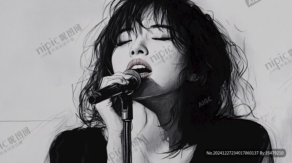 女歌手插画