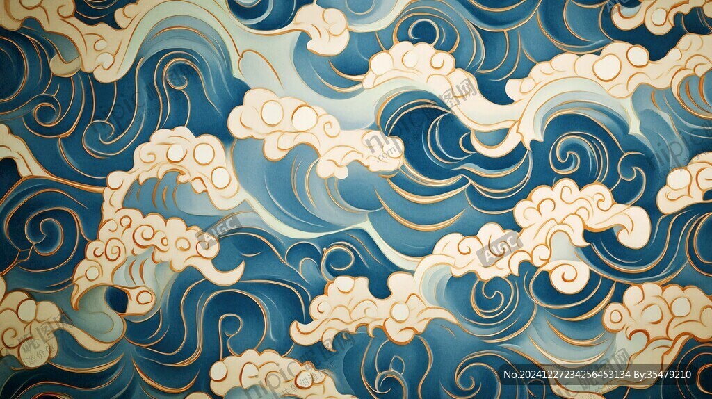 中式图案云纹浪花