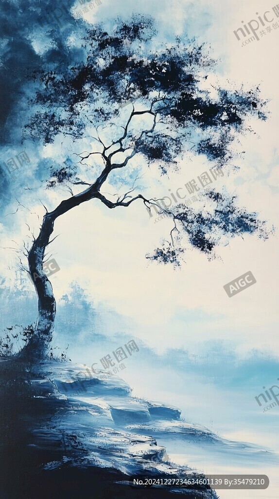 意境水墨古树