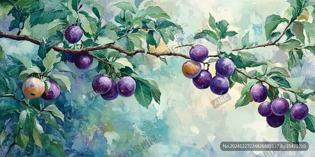 蜂糖李包装插画