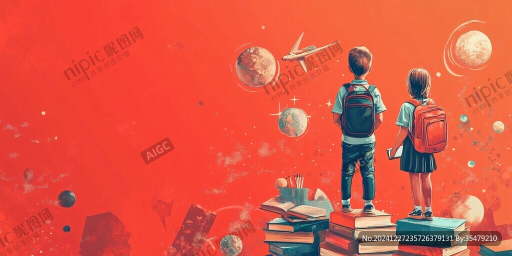 红色开学背景