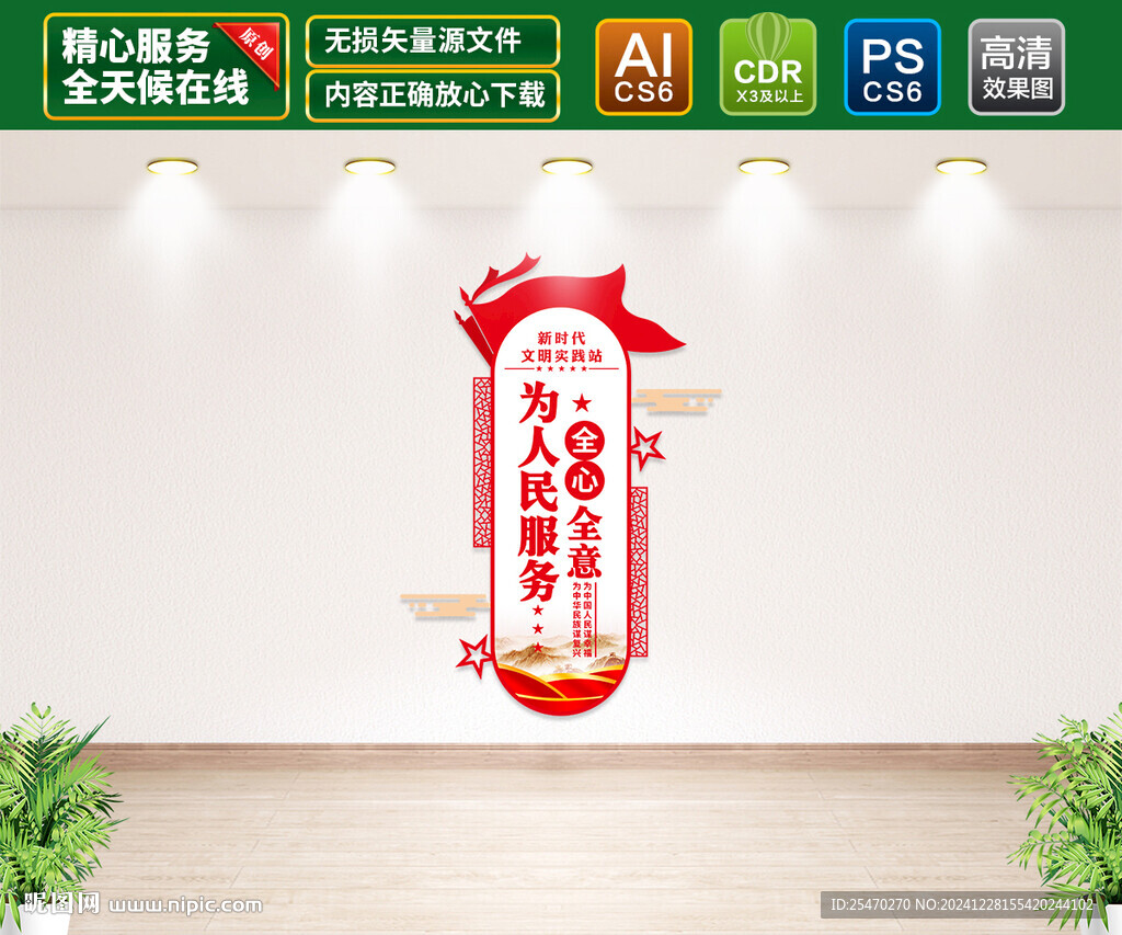 竖版为人民服务文化墙