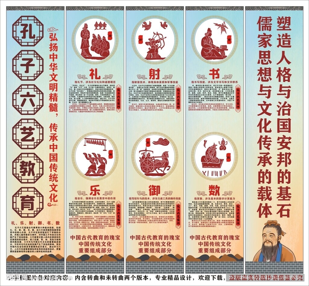 孔子六艺海报展板挂画宣传文化墙
