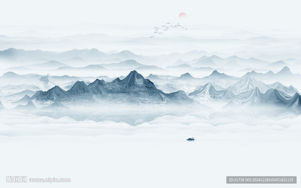 新中式水墨山水画