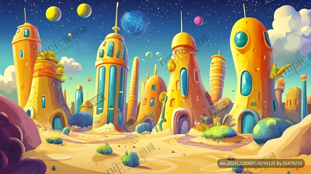 外星球幻想场景插画