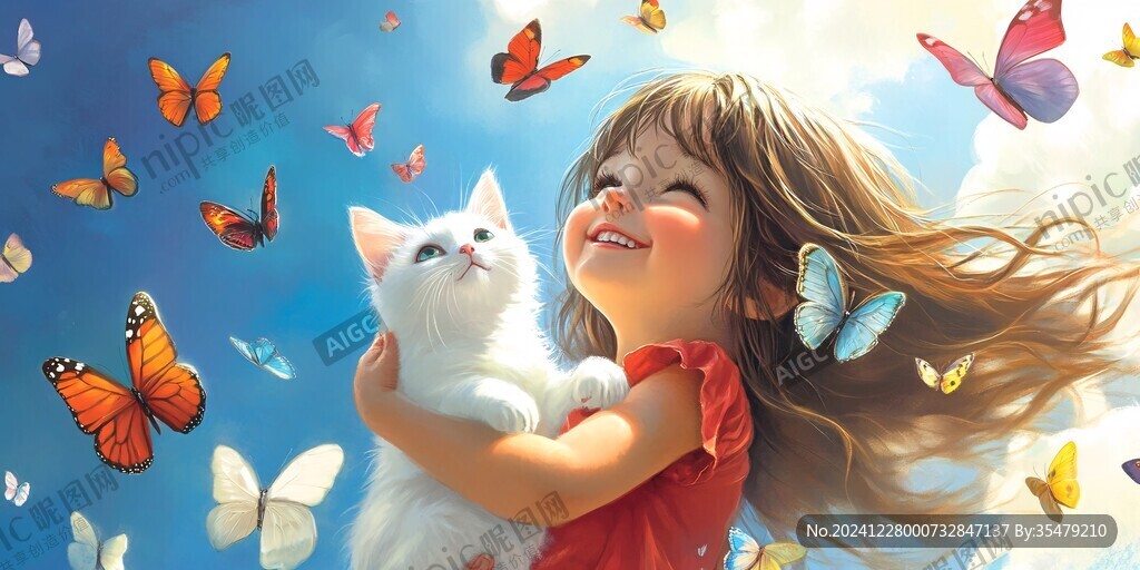 怡然自得的小女孩壁纸