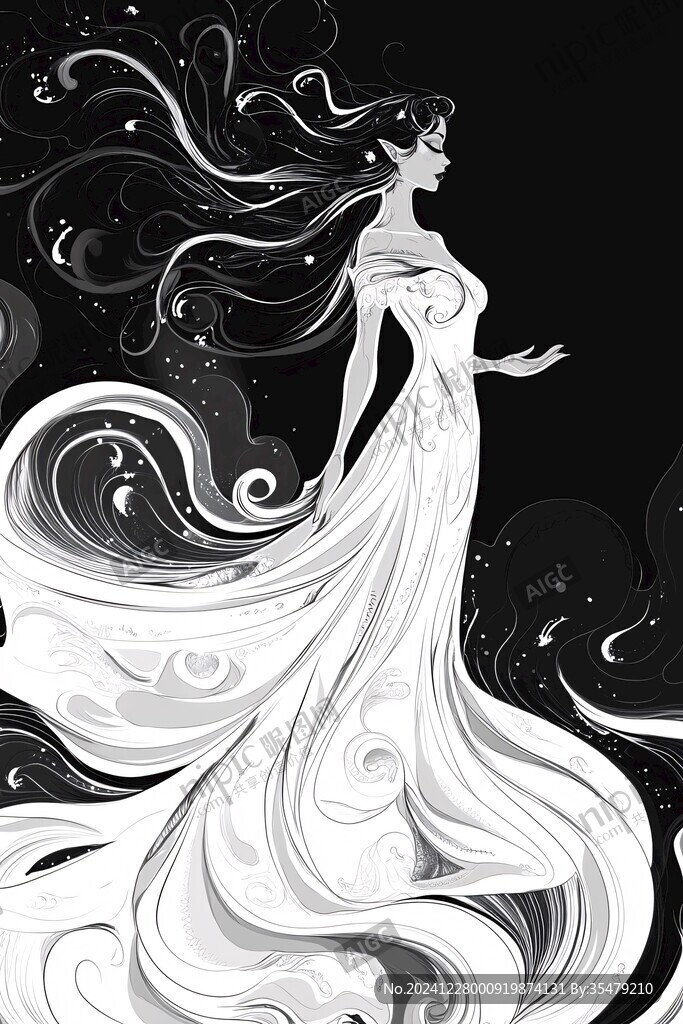 白酒包装仙女插画