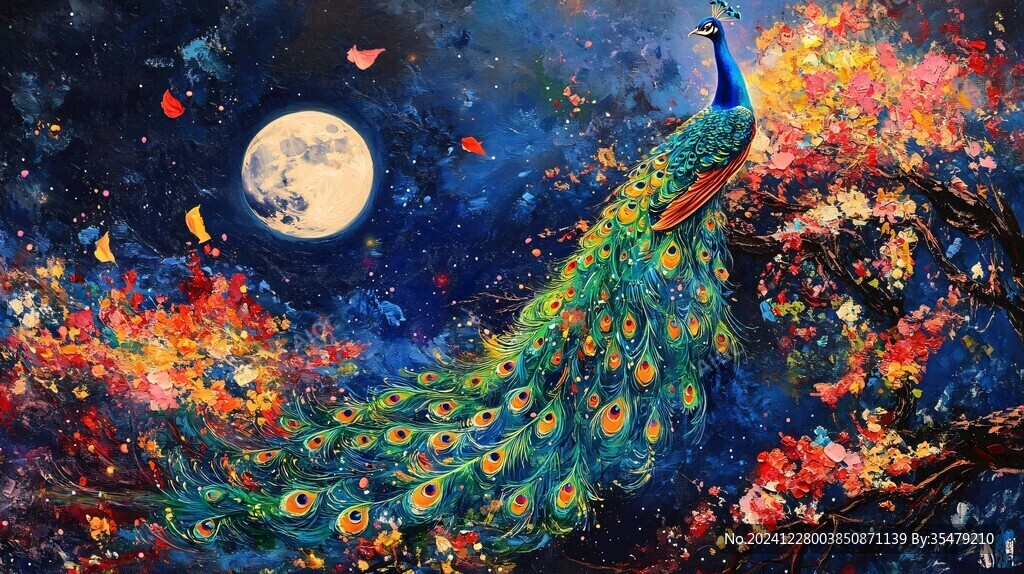 梦幻花鸟油画
