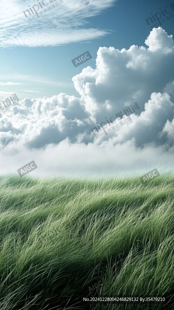 高清白云草地