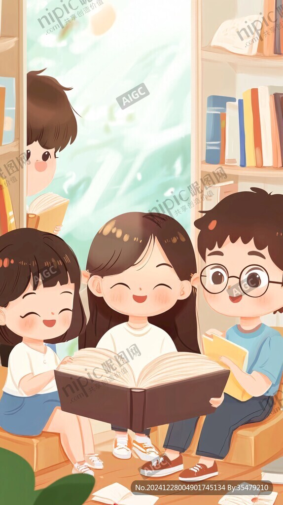开学季读书节日插画