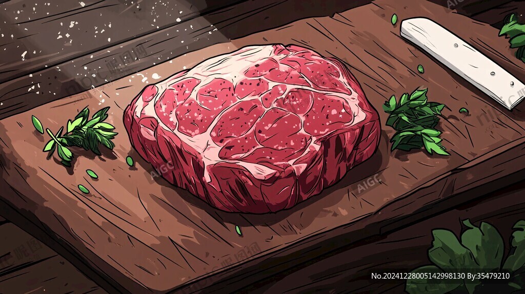 雪花牛肉插画
