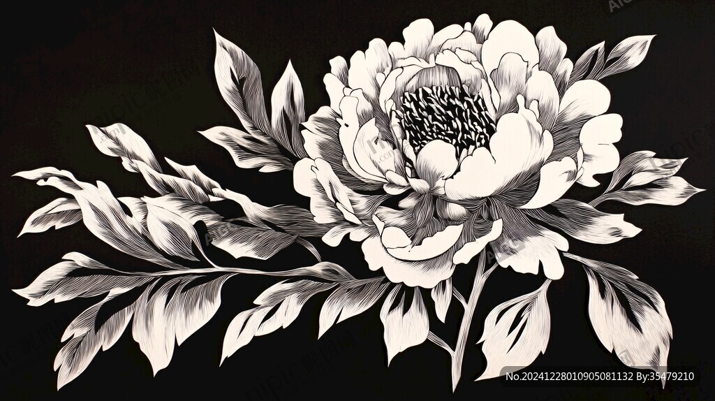 3d浮雕金属牡丹花