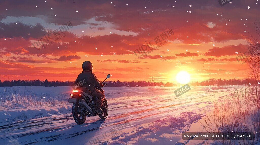 雪中的摩托车