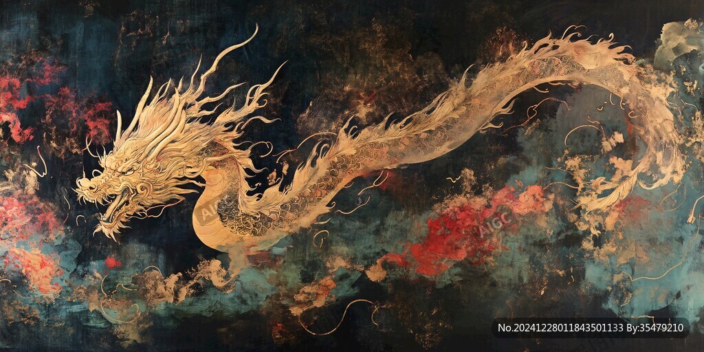 高清龙壁画