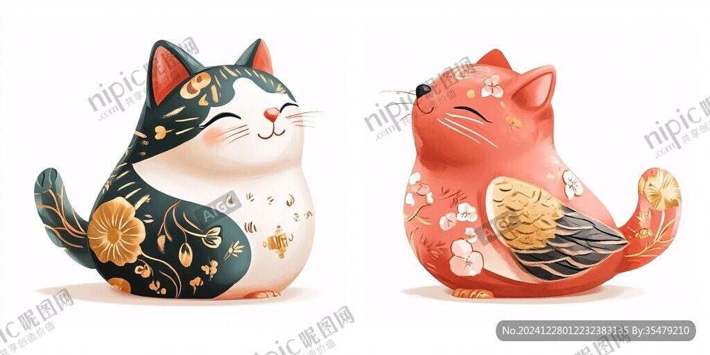 招财猫插画设计