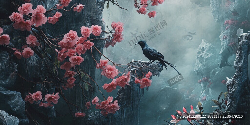 唯美花鸟背景