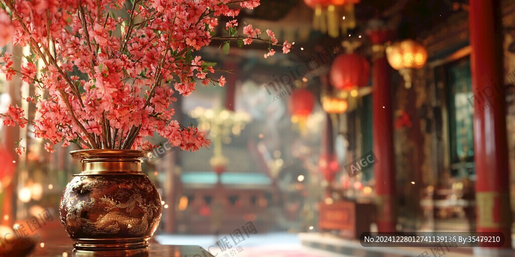 古代迎春纳财场景
