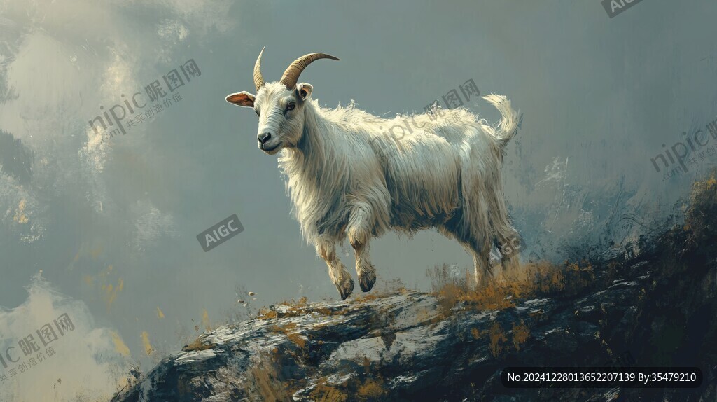 手绘山羊工作室装饰画