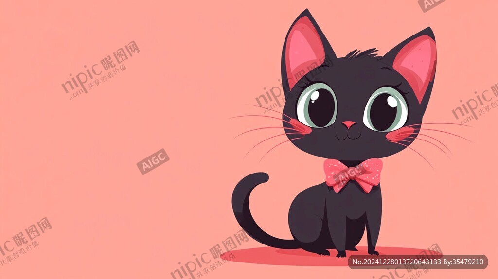 卡通小黑猫