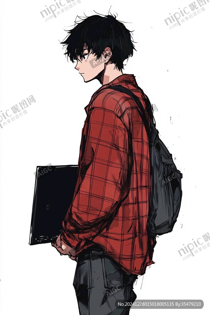 唯美男生插画