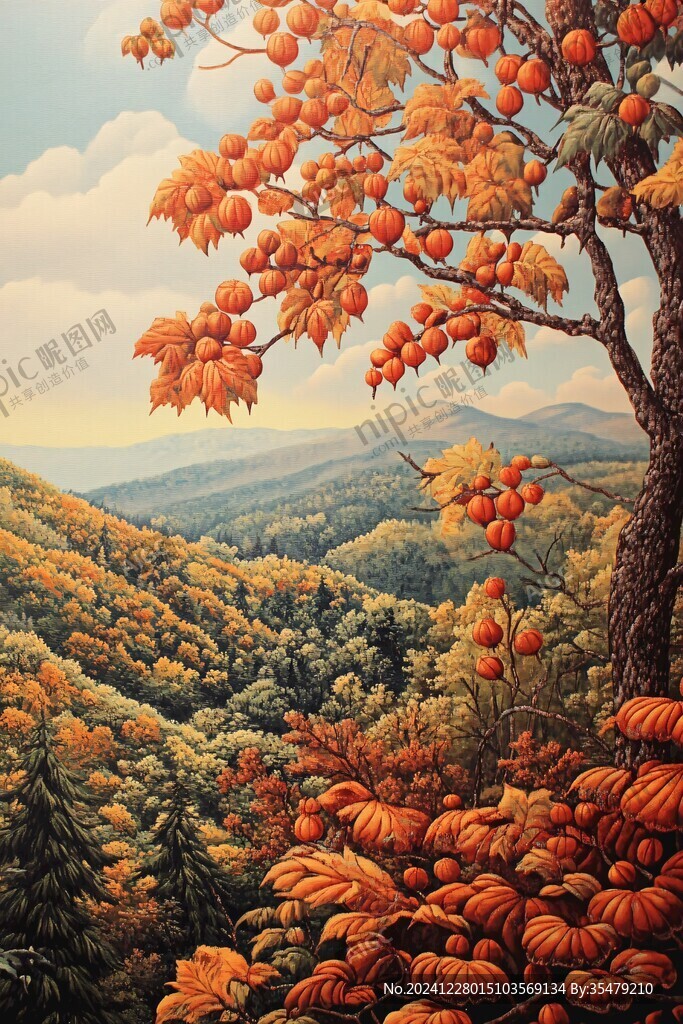 秋天美景秋天森林画