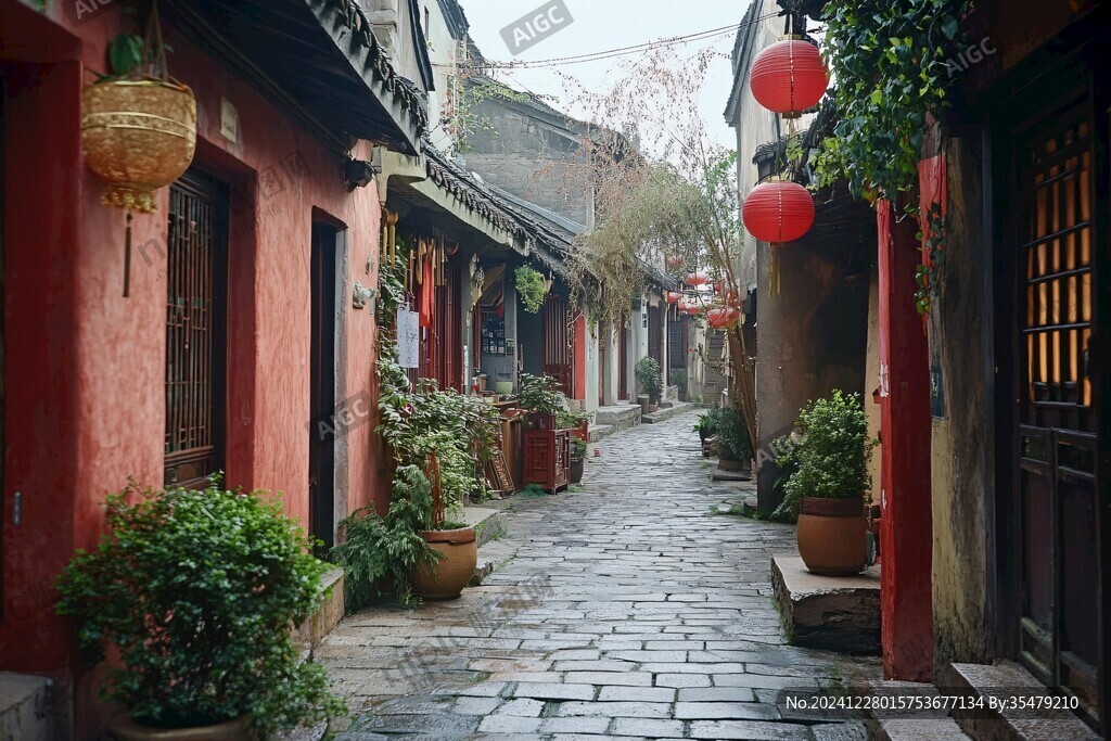 古街阴雨天