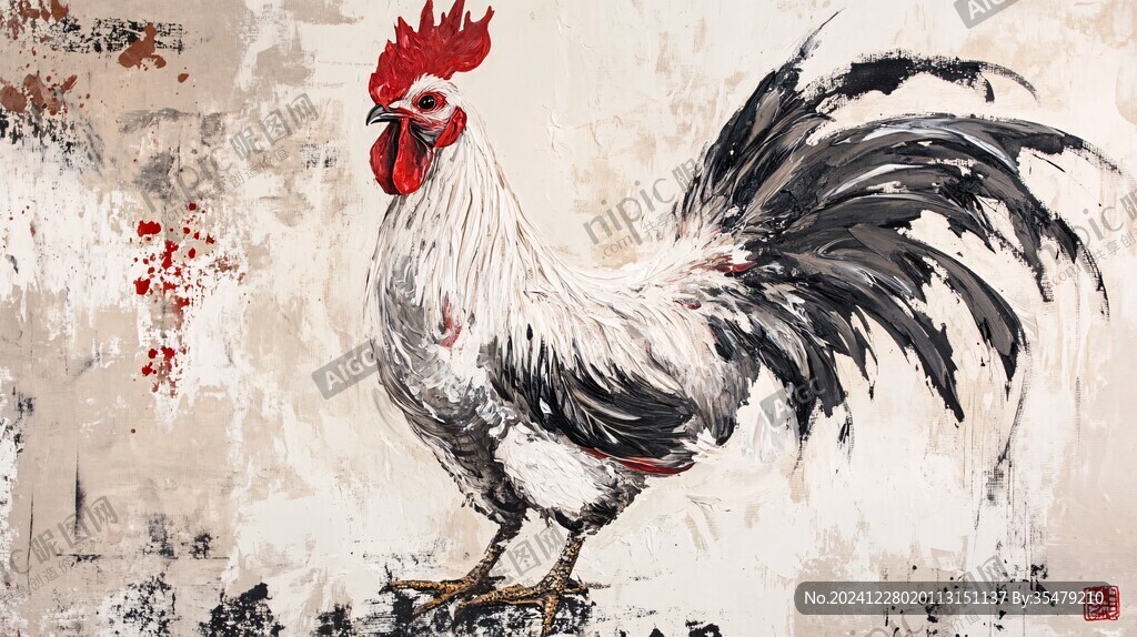 油画鸡