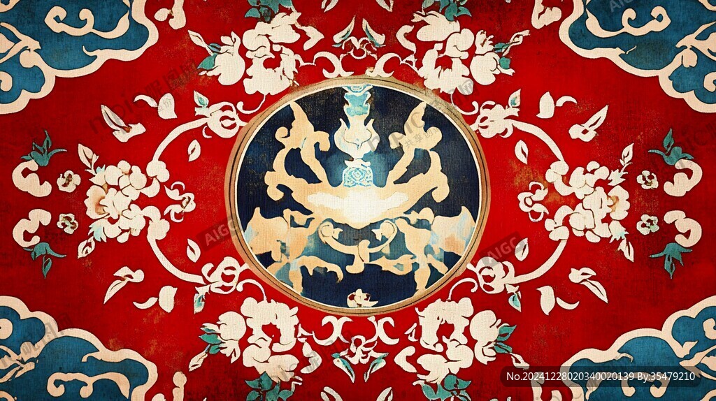 红鹤鹿龙纹
