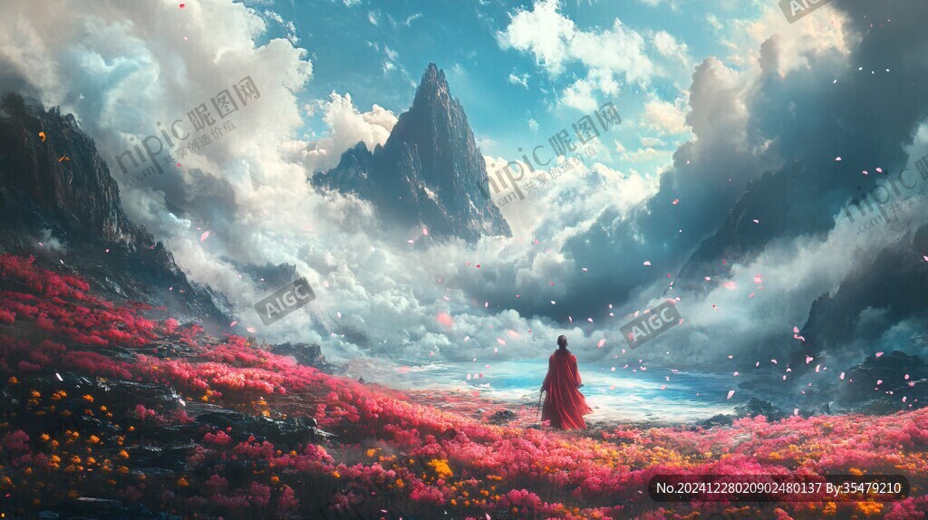 桃林仙境插画