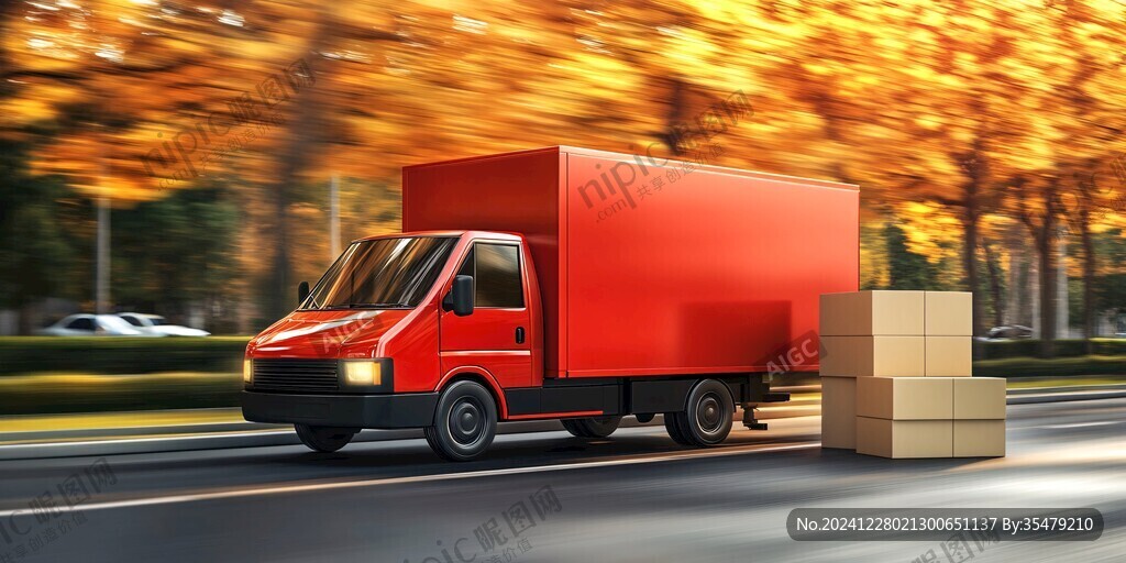 红色货运车