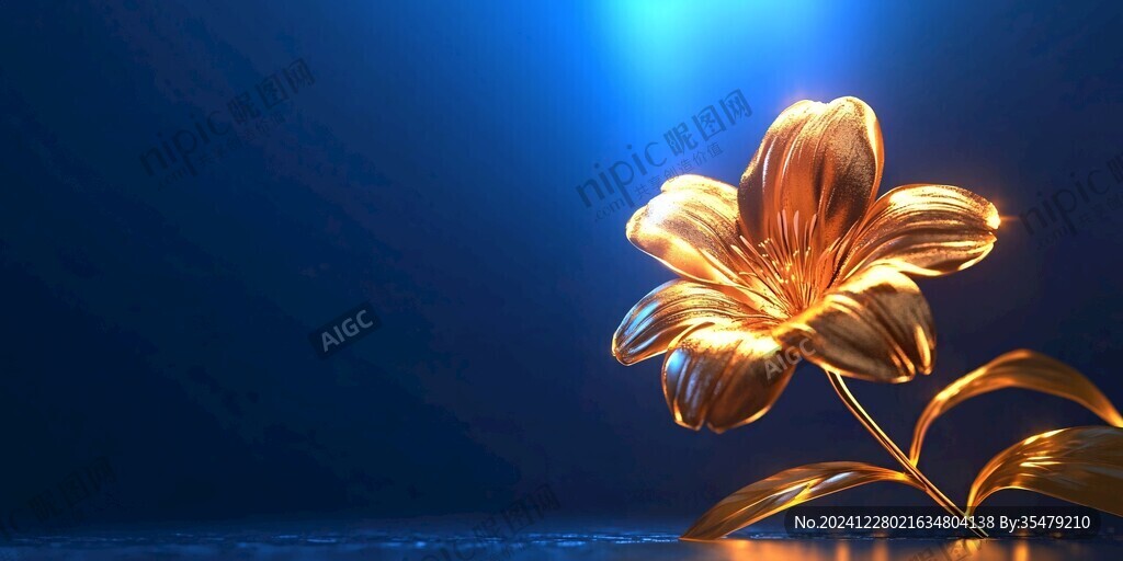 高精手绘黄金拉丝花卉