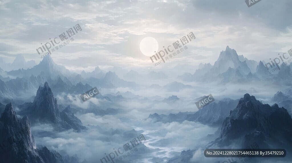 天界晓钟风景插画