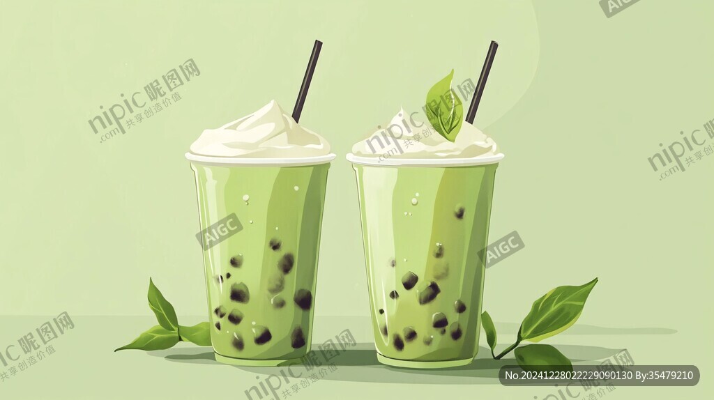手绘果汁奶茶抹茶饮