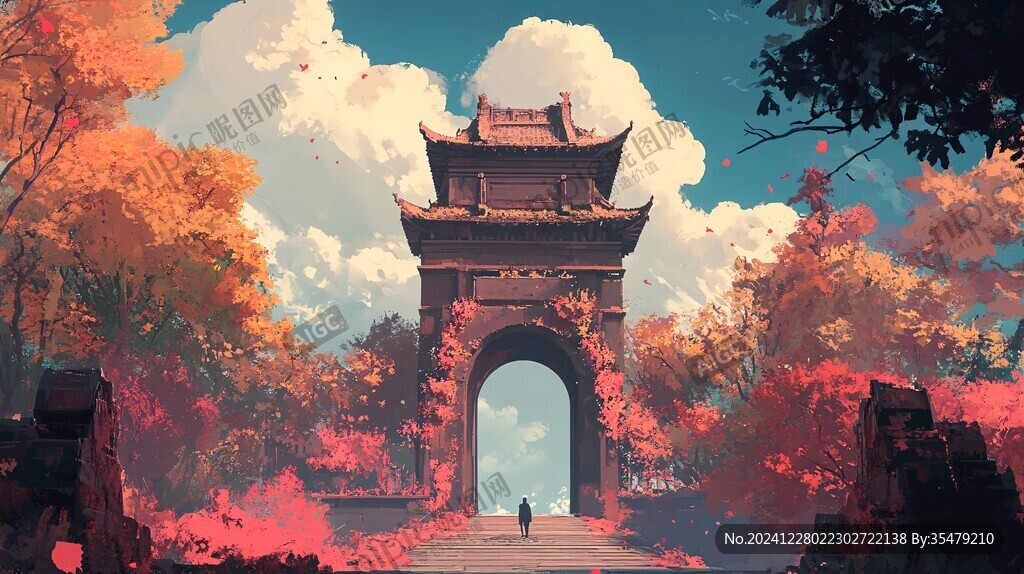 紫荆城门插画