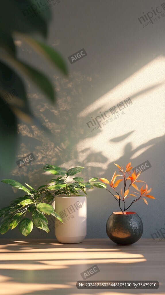 阳光与盆栽