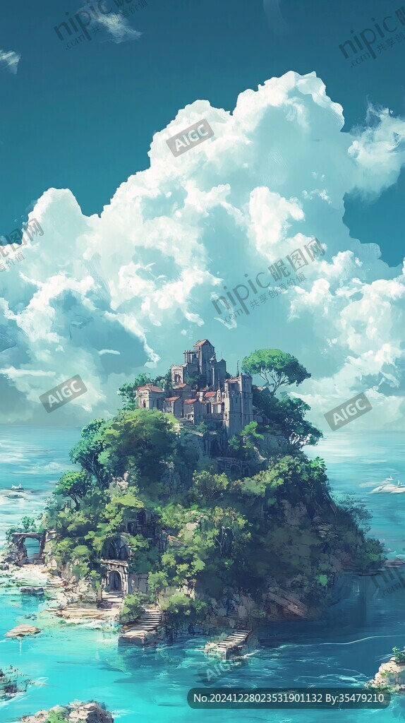 海岛海边城堡美景