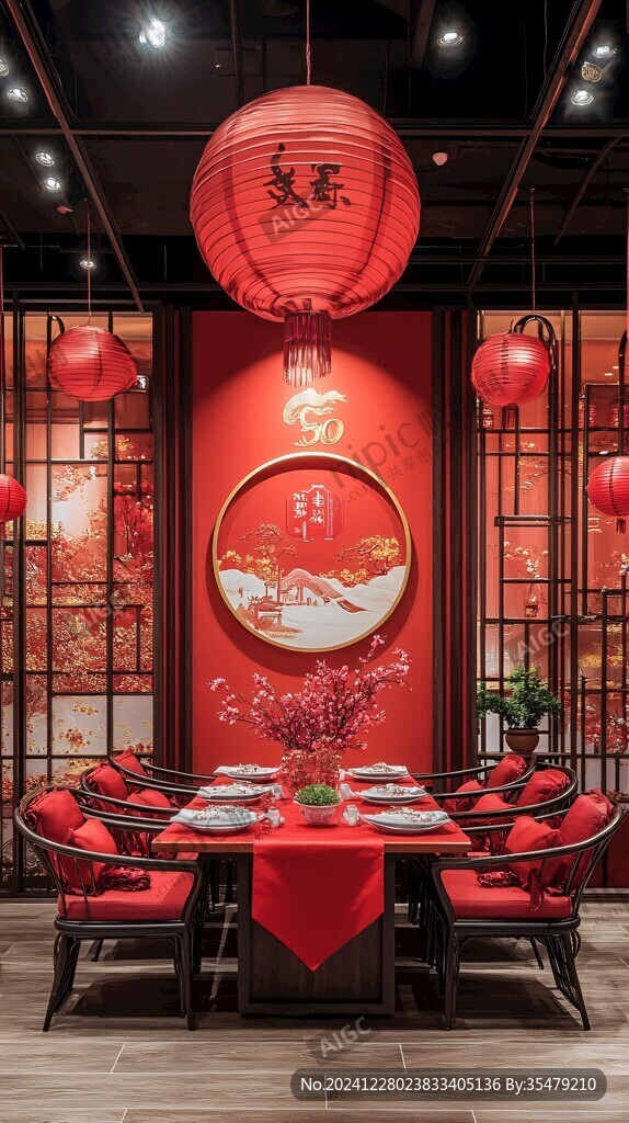 红色系火锅店