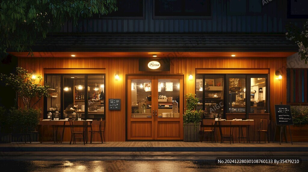 店铺夜景傍晚