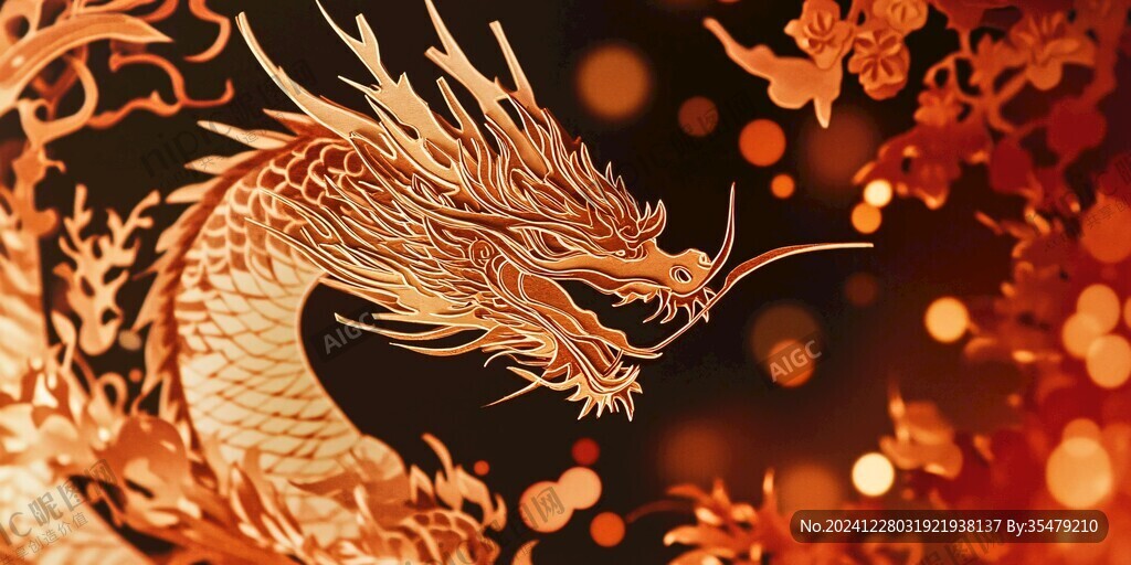 龙年烫金插画